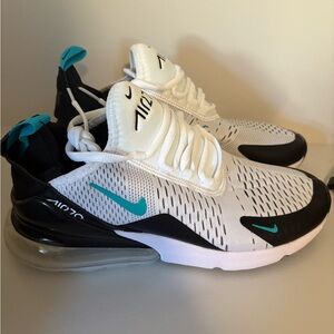 Nike Air Max 270 White and Aqua Sneakers